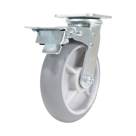 Vestil Thermoplastic Rubber Swivel With Total Brake Caster 8 In. x 2 In. 705 lb Light Gray CST-VE-8X2TPR-SWTB